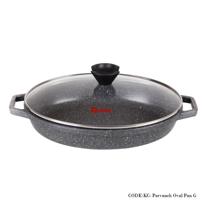 تابه گرانیتی بیضی دو دسته سایز 33 مدل سیلور دورو خاکستری