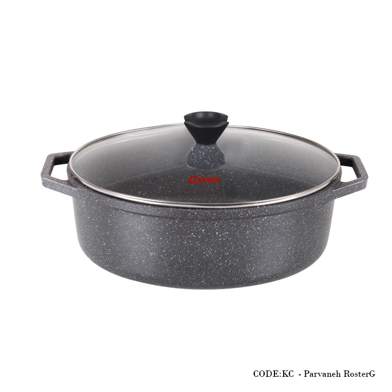 تابه روستر گرانیتی دو دسته سایز 33 مدل سیلور دورو خاکستری