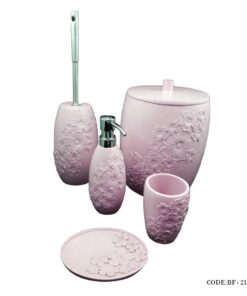 لوازم سرویس بهداشتی طرح گل صورتی مدل 2135