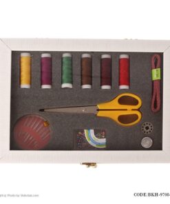 جعبه لوازم خیاطی سفید مستطیلی چوبی مدل 9708