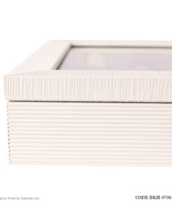 جعبه لوازم خیاطی سفید مستطیلی چوبی مدل 9708