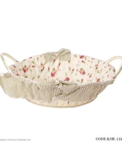 سبد حصیری نان طرح گرد طرح Pink Rose