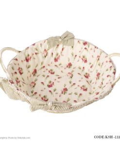 سبد حصیری نان طرح گرد طرح Pink Rose