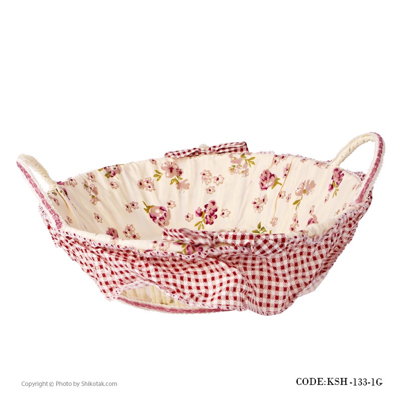 سبد نان حصیری گرد طرح Rose Day