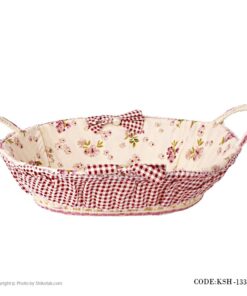 سبد نان عروس حصیری گلدار بیضی طرح Rose Day