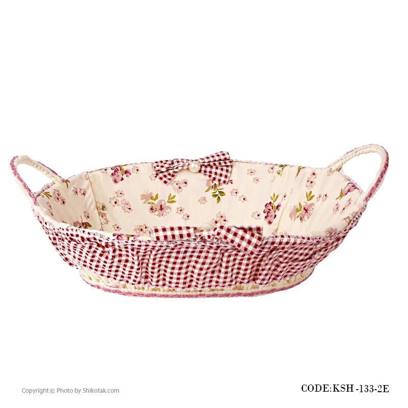 سبد نان عروس حصیری گلدار بیضی طرح Rose Day