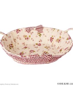 سبد نان عروس حصیری گلدار بیضی طرح Rose Day