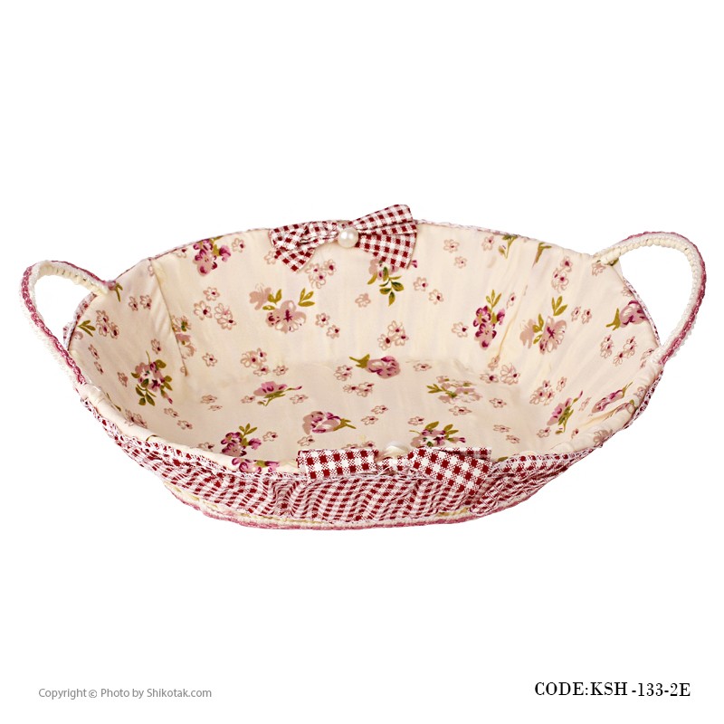 سبد نان عروس حصیری گلدار بیضی طرح Rose Day