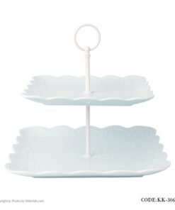 شیرینی خوری دو طبقه مربع طرح دار مدل BLUE