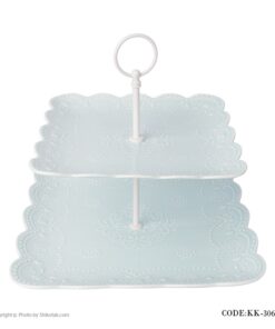 شیرینی خوری دو طبقه مربع طرح دار مدل BLUE