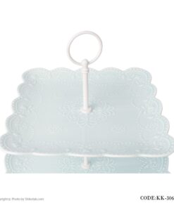 شیرینی خوری دو طبقه مربع طرح دار مدل BLUE