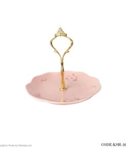 شیرینی خوری سه طبقه صورتی دسته دار