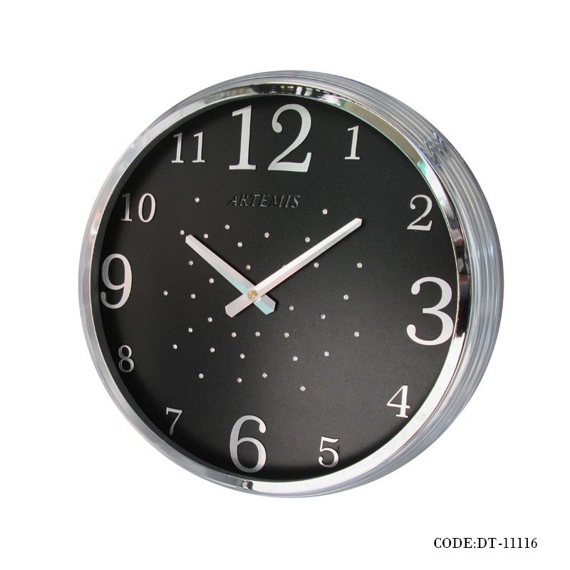 ساعت دیواری نگینی سیلور صفحه مشکی