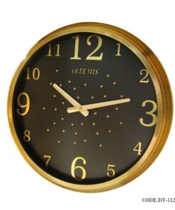 ساعت دیواری نگینی طلایی صفحه مشکی