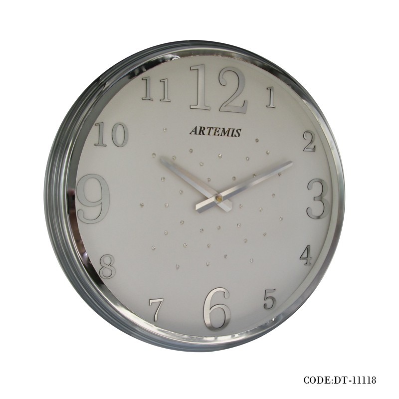 ساعت دیواری نگینی سیلور صفحه سفید