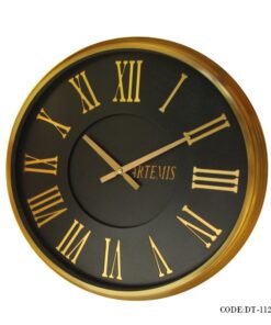 ساعت دیواری فلزی عدد رومی طلایی