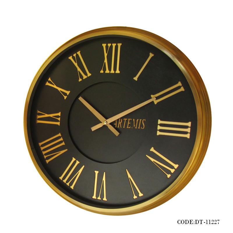 ساعت دیواری فلزی عدد رومی طلایی