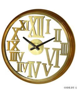 ساعت دیواری فلزی پشت و رو شیشه ای گلد