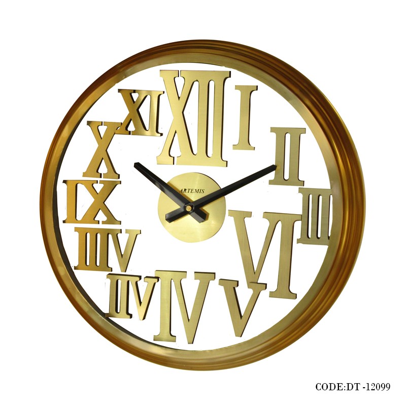 ساعت دیواری فلزی پشت و رو شیشه ای گلد