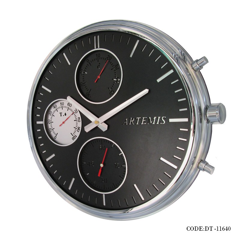 ساعت دیواری فلزی سه دکمه سیلور طرح ساعت مچی