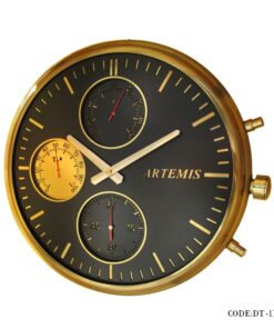 ساعت دیواری فلزی سه دکمه گلد طرح ساعت مچی