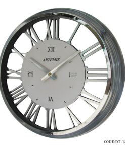 ساعت دیواری فلزی دورو شیشه سیلور