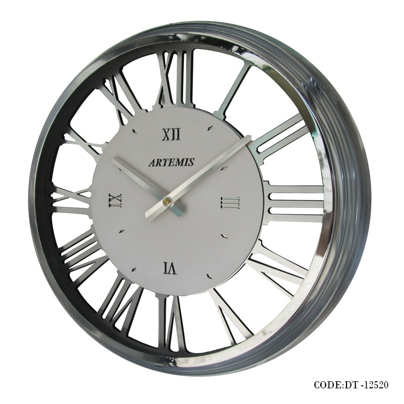 ساعت دیواری فلزی دورو شیشه سیلور