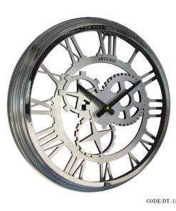 ساعت دیواری فلزی سیلور مدل چرخ دنده