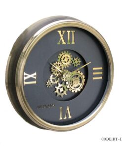 ساعت دیواری فلزی آبکاری شده چرخ دنده ای