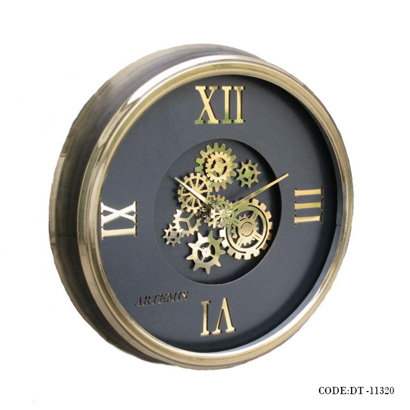 ساعت دیواری فلزی آبکاری شده چرخ دنده ای