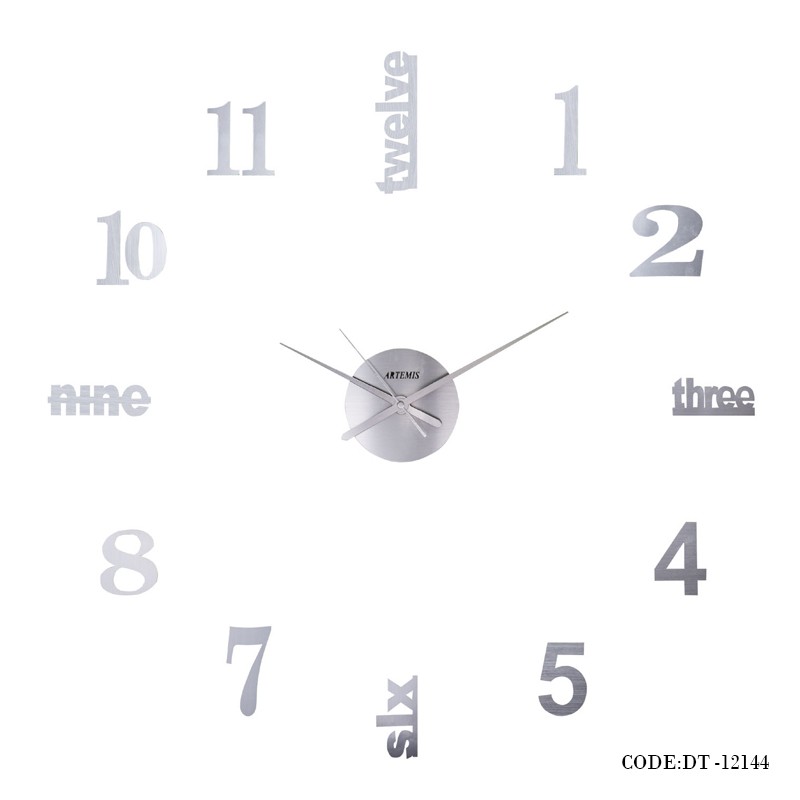 ساعت پازلی مدرن اعداد انگلیسی سیلورمدل 12144