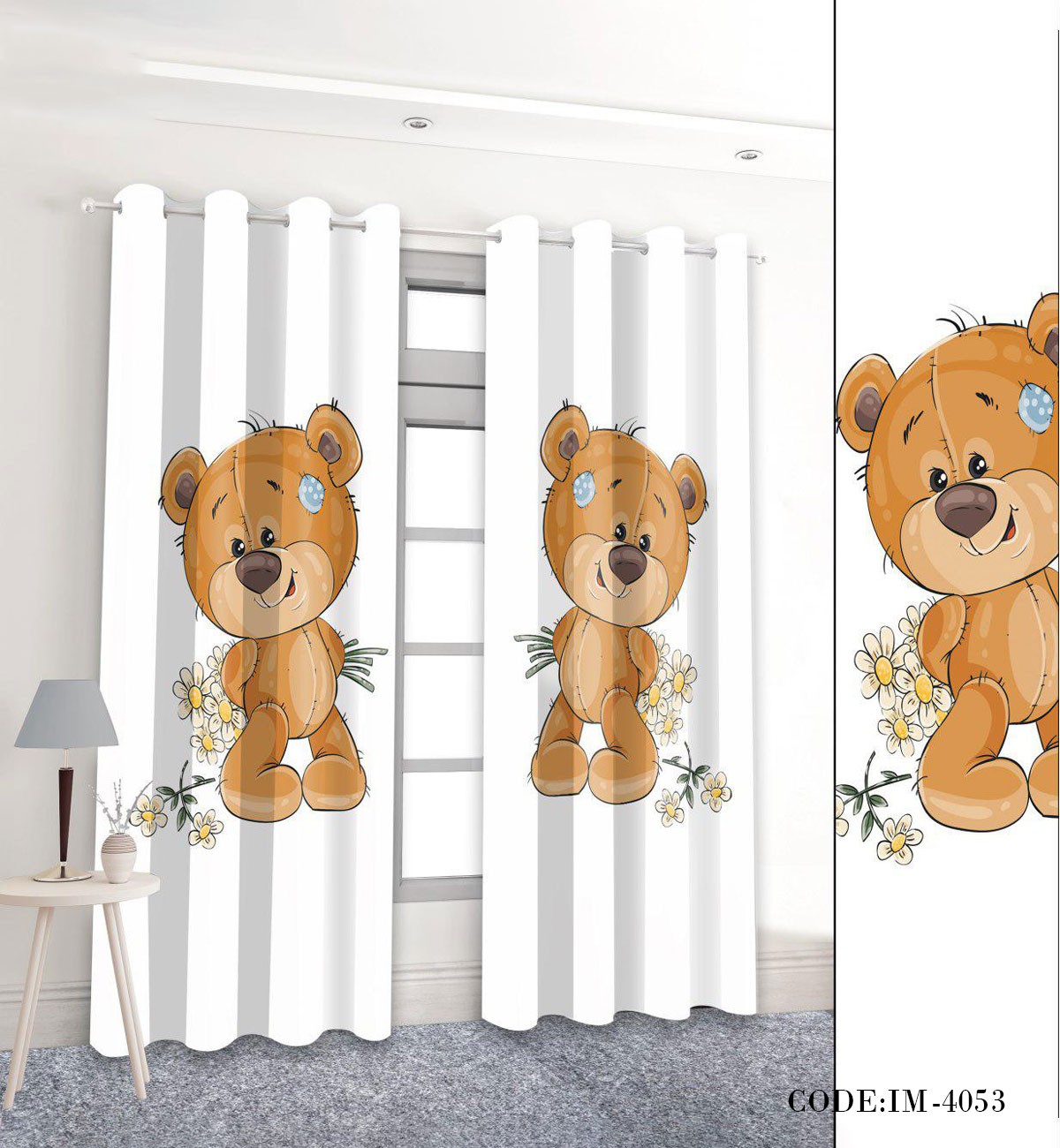 پرده اتاق خواب کودک خرس مهربان مدل 4053