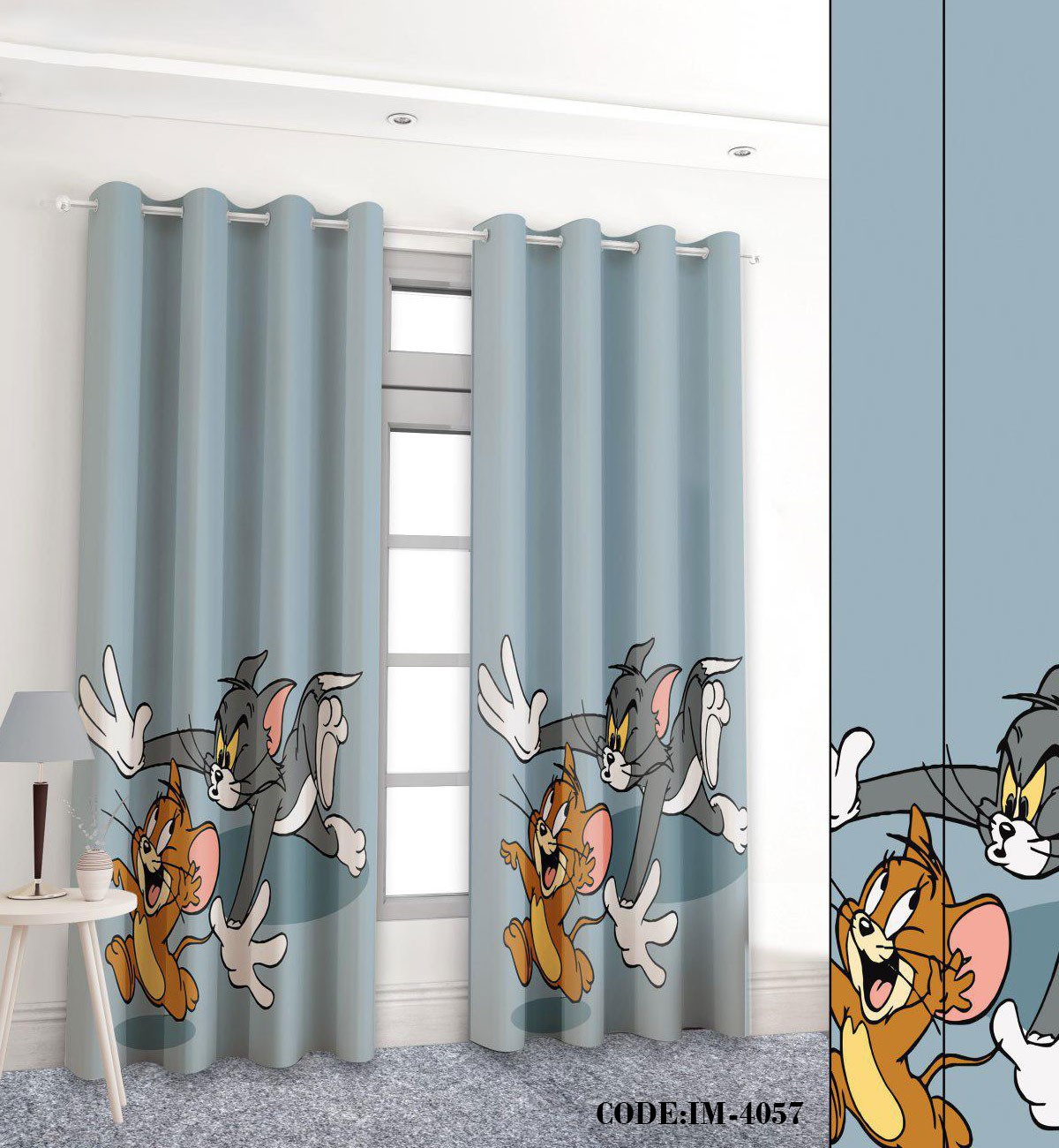 پرده اتاق خواب کودک تام و جری مدل 4057