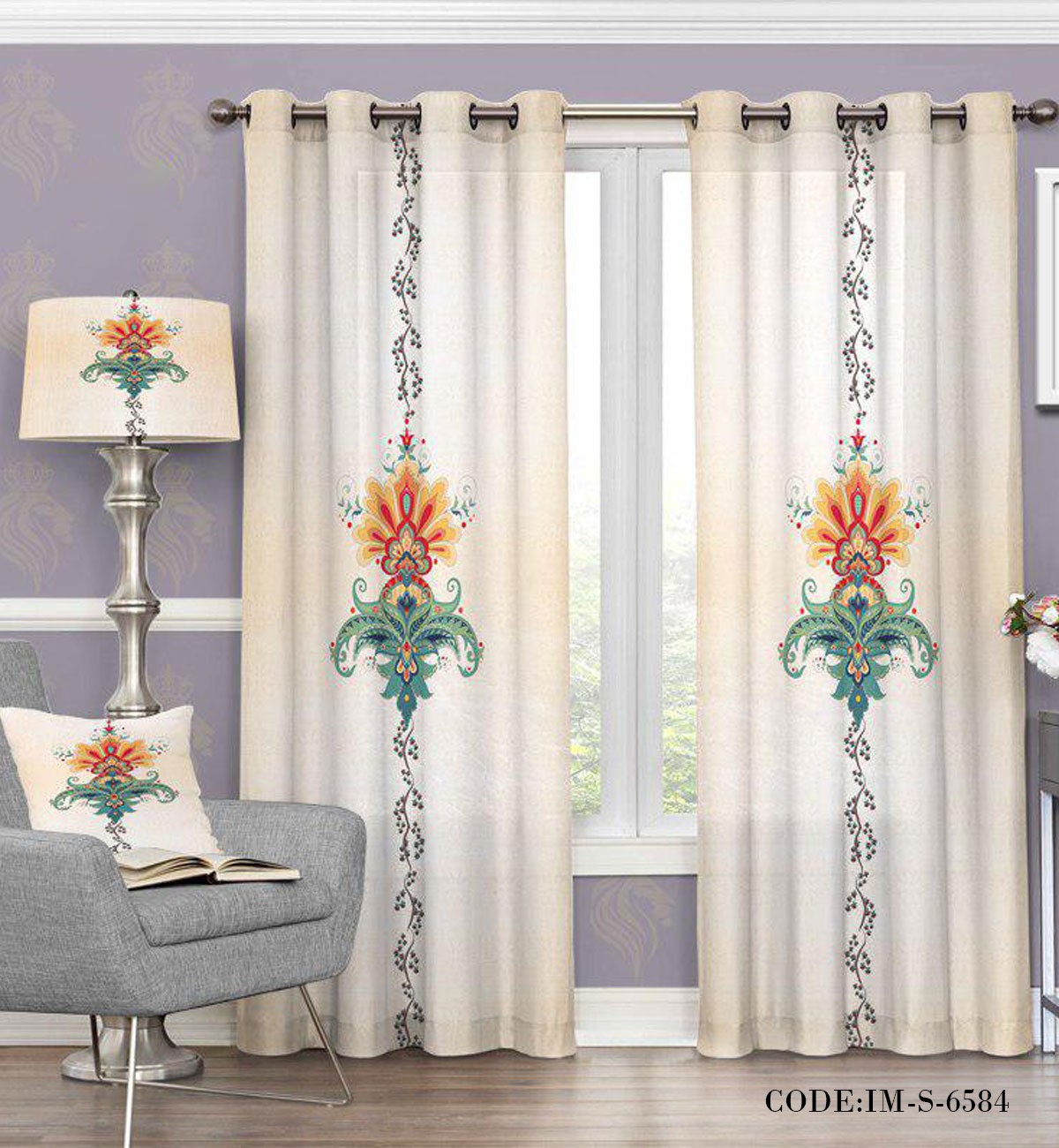 پرده پانچ پذیرایی دو تکه قرینه مدل 6584