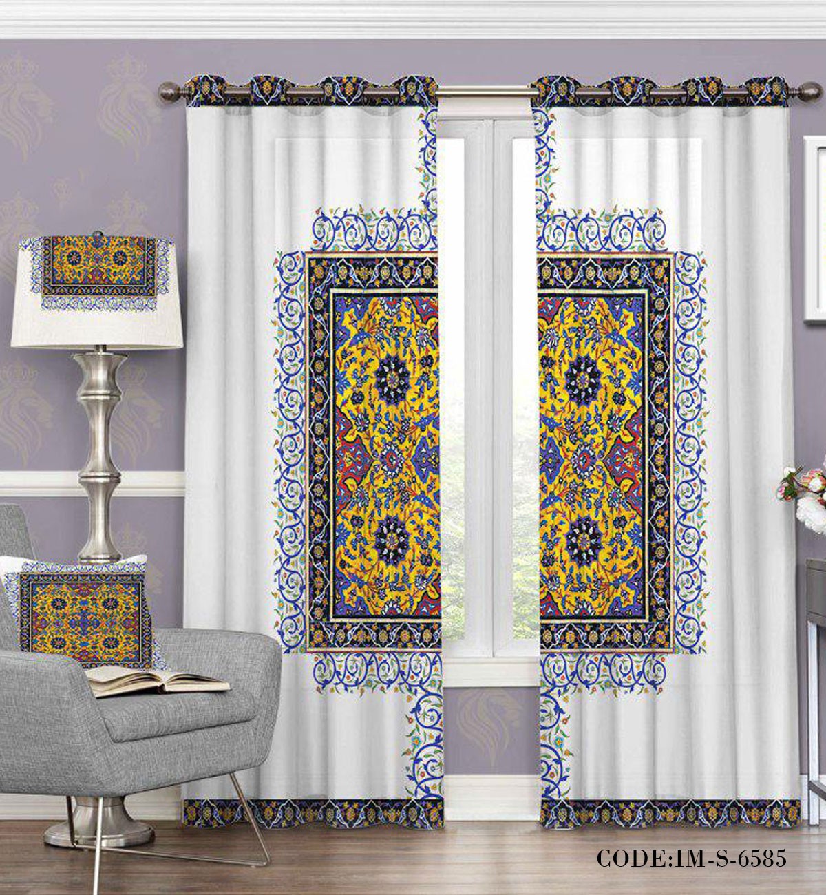 پرده پانچی پذیرایی سنتی کاشی مدل 6585