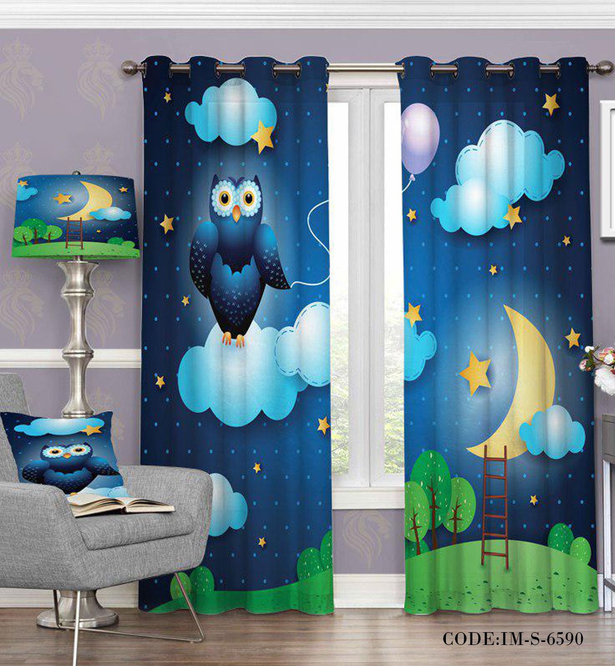 پرده اتاق کودک طرح جغد مدل 6590