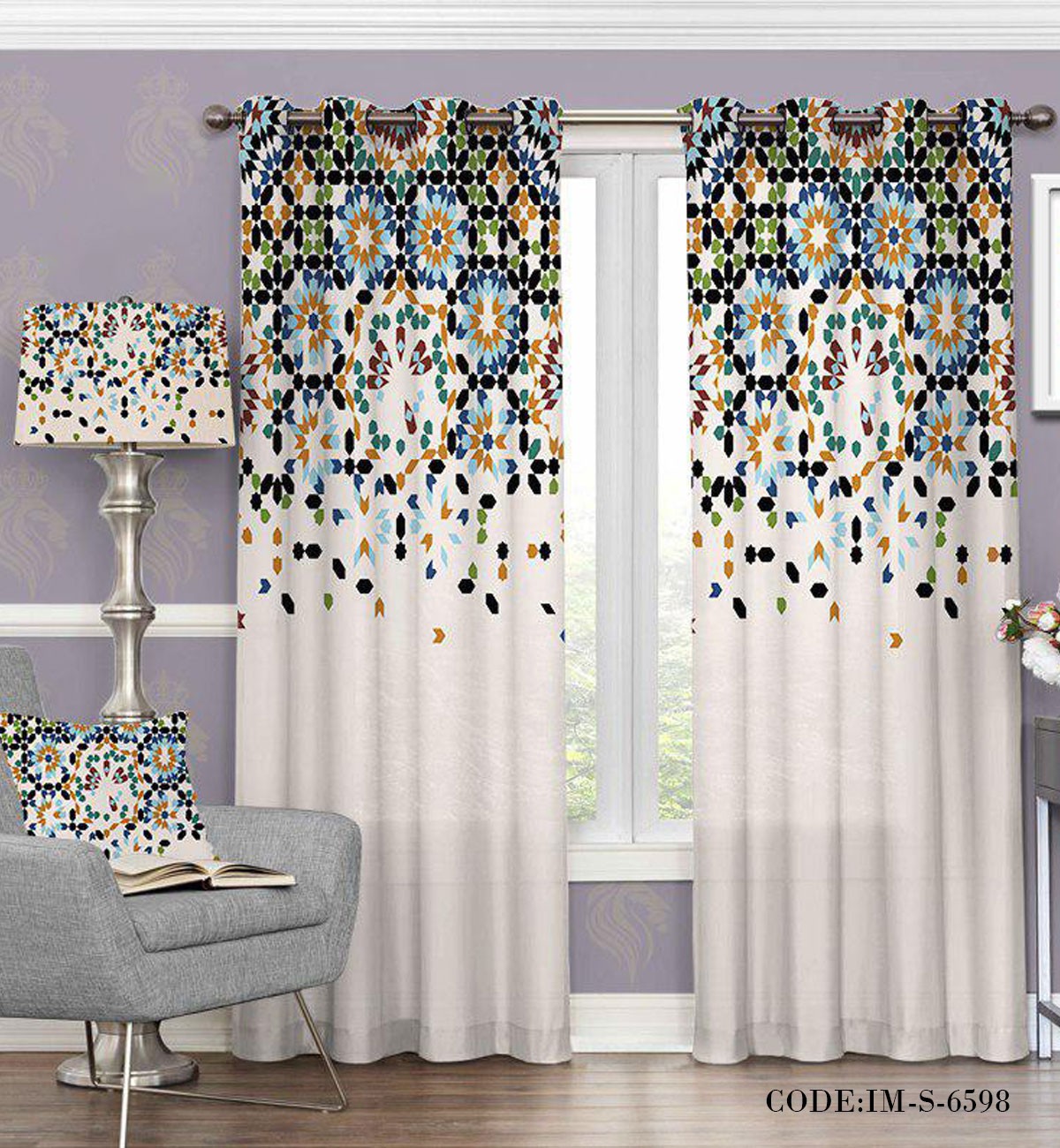 پرده فانتزی گلباران مدل 6598