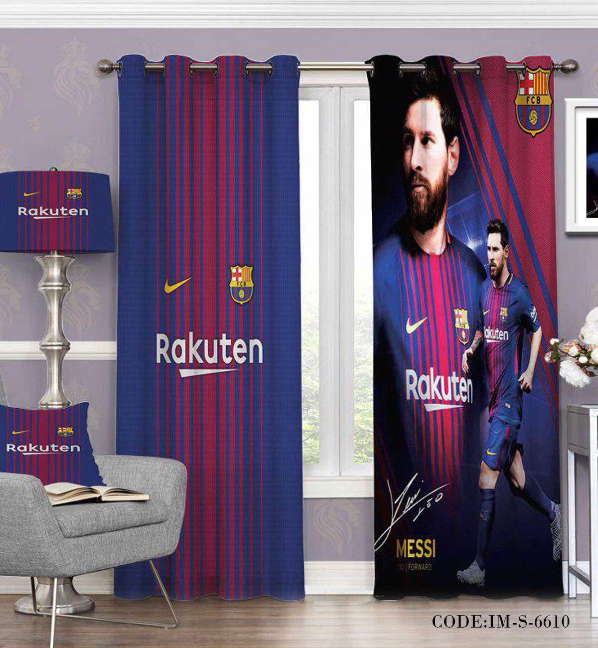 پرده اتاق نوجوان طرح لیونل مسی مدل 6610