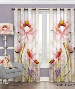 پرده پانچی فانتزی گل های بهاری مدل 6617