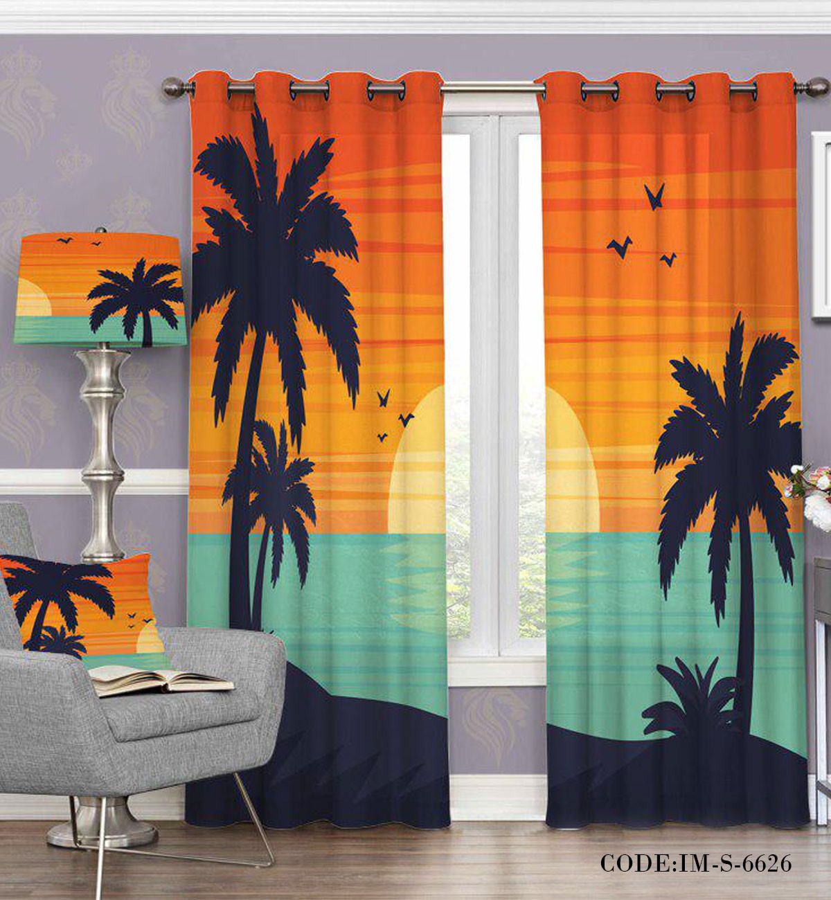 پرده پانچی غروب جزیره مدل 6626