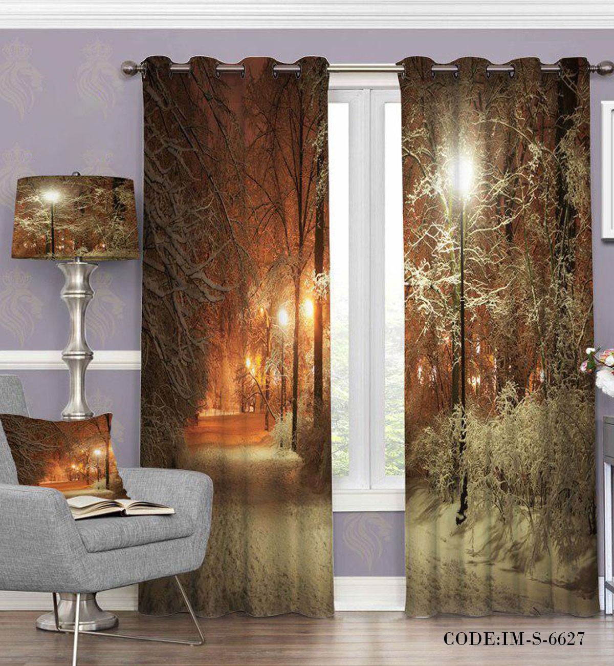 پرده پانچی برف زمستان مدل 6627