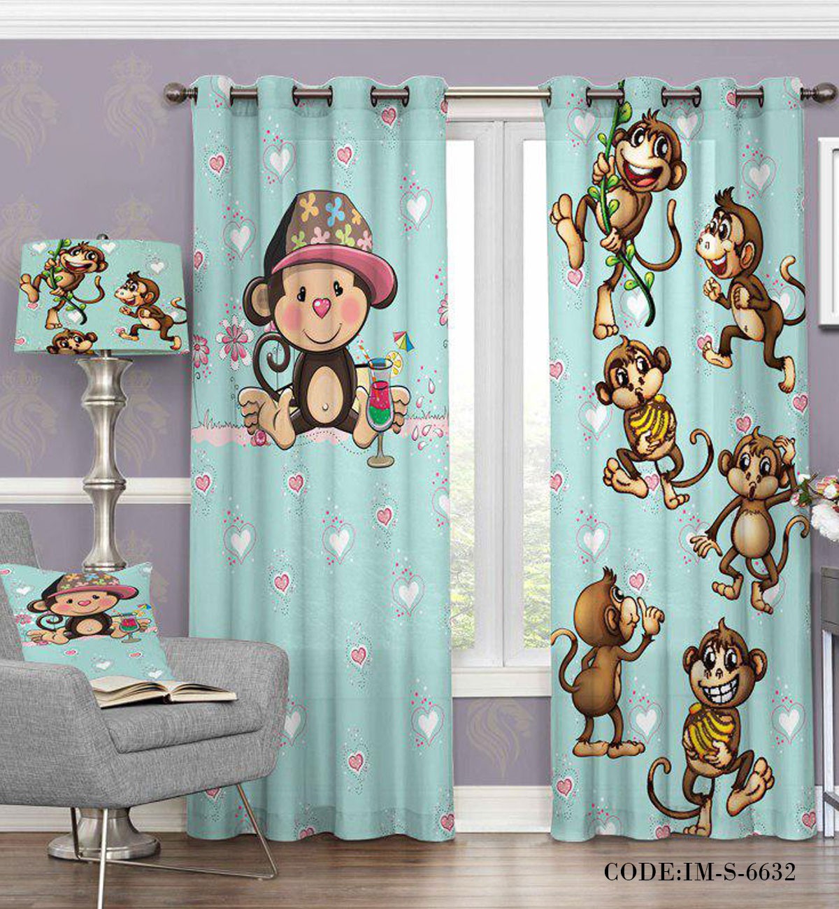 پرده پانچی کودک میمون های بازیگوش مدل 6632