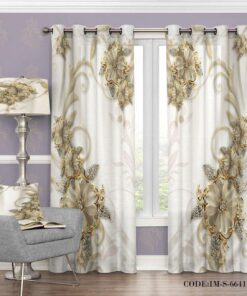 پرده پانچی گل طلا مدل 6641