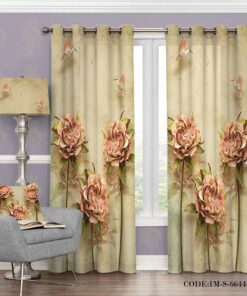 پرده کلاسیک پانچی گل رز مدل 6644