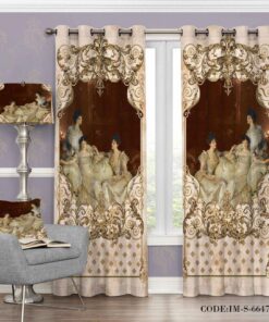 پرده کلاسیک کرم قهوه ایپانچی مدل 6647