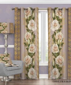 پرده کلاسیک رز سفید مدل 6649