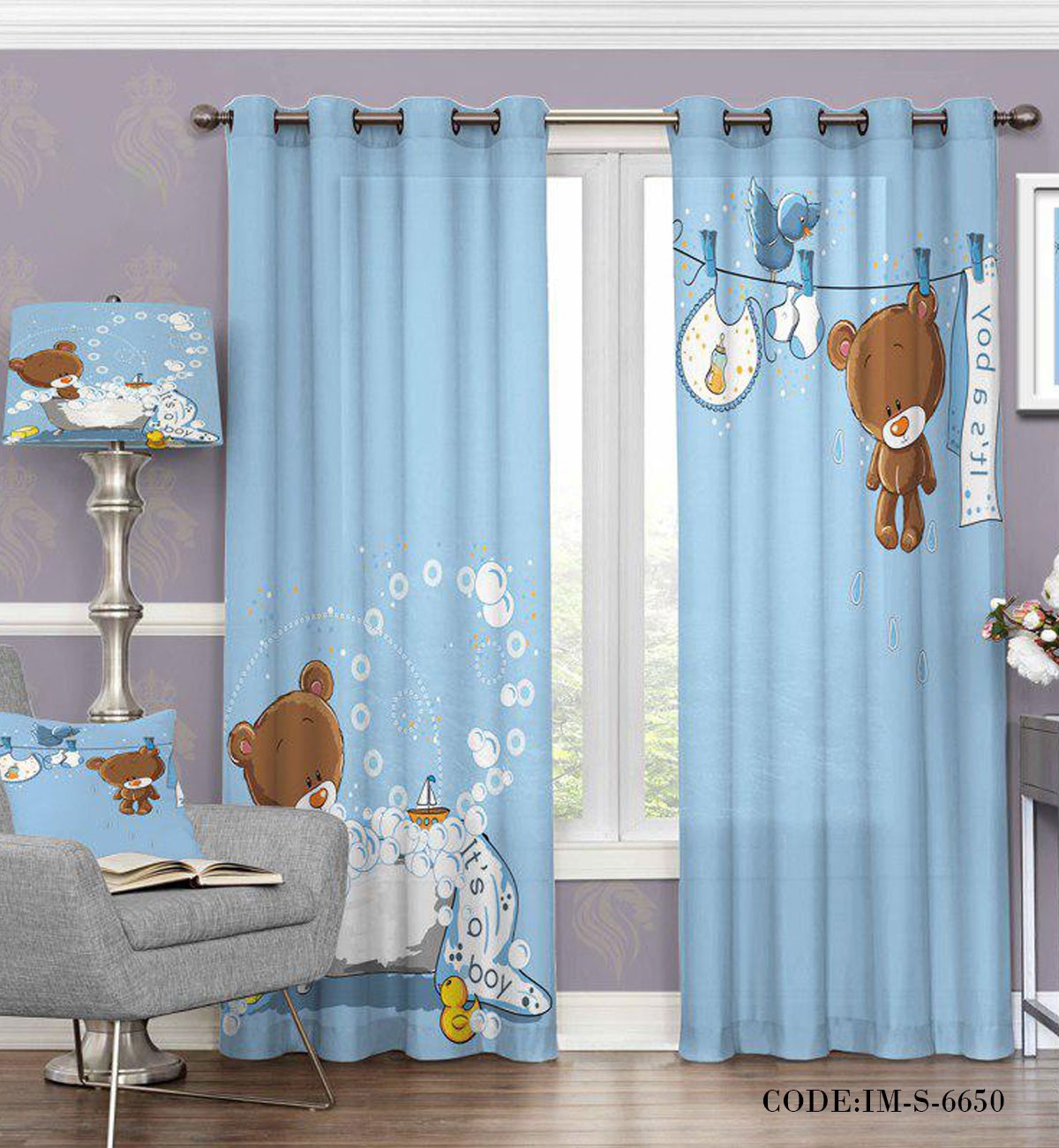 پرده اتاق کودک خرس در حمام مدل 6650