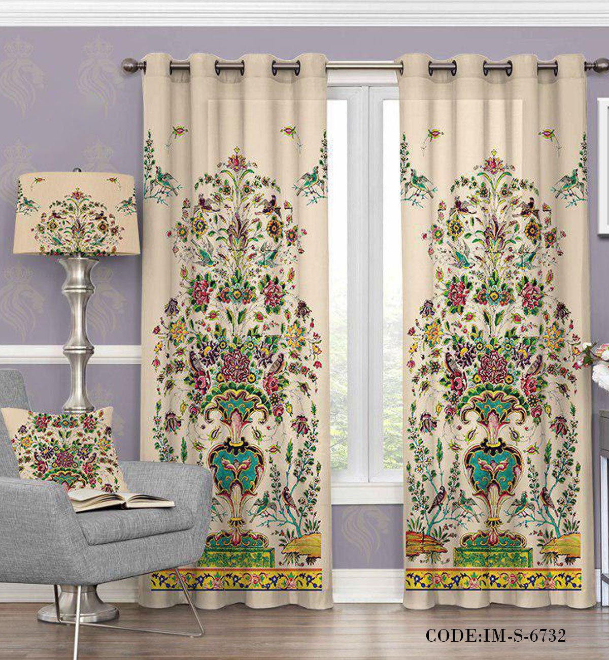 پرده پانچی گلدان مدل 6732