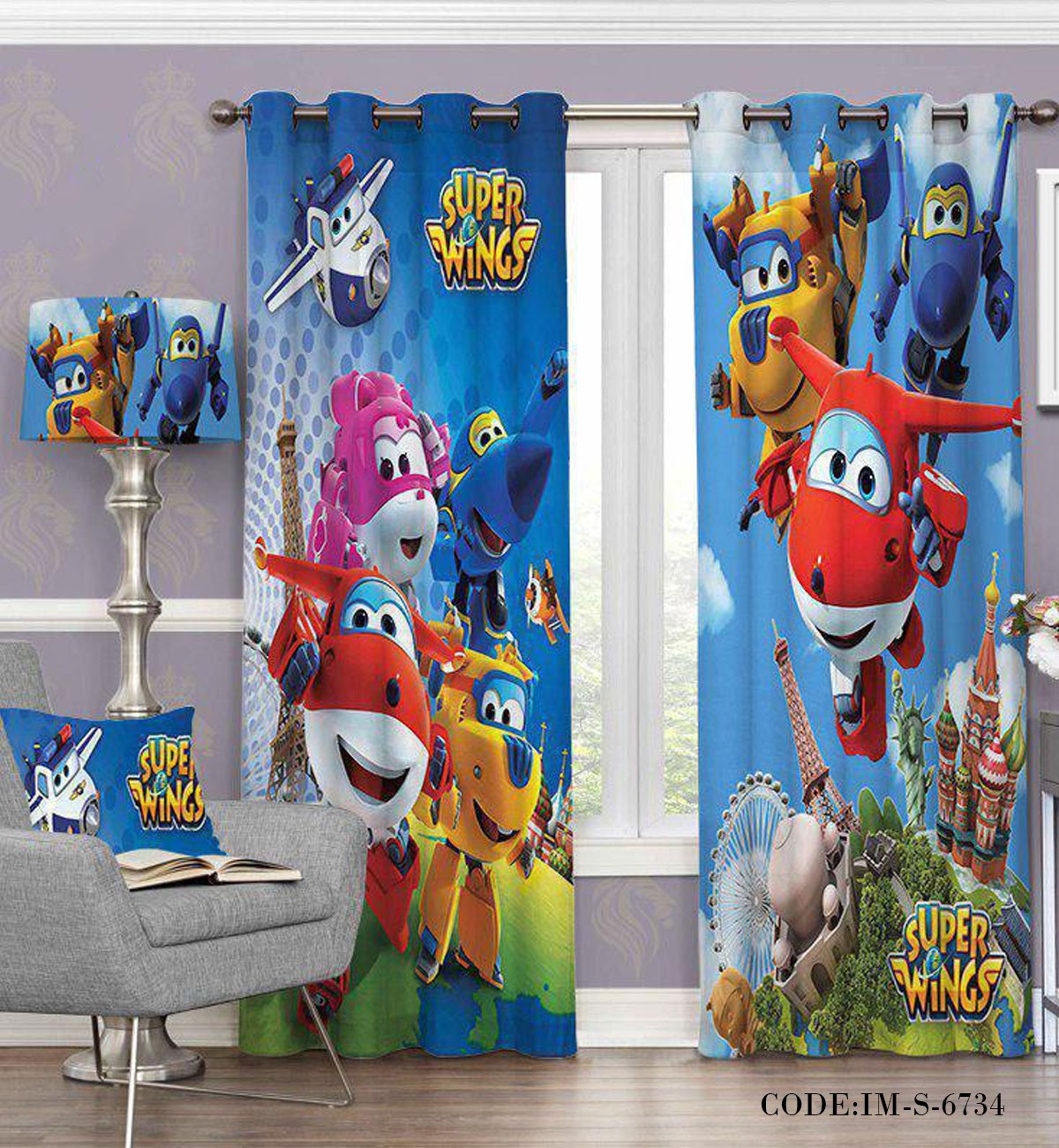 پرده پانچی کودک supper wings مدل 6734