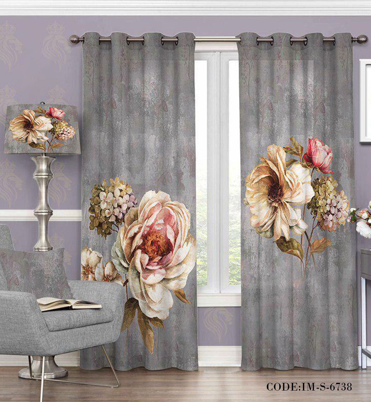 پرده کلاسیک رز مدل 6738